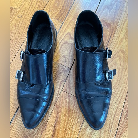 L'INTERVALLE Shoes - L'INTERVALLE Black Leather Double Buckle Oxfords